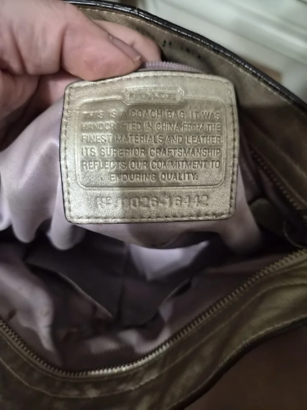 Coach Metallic Silver Goldish Leather Shoulder Bag